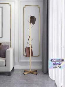1pc Coat Rack, Stainless Steel Floor-Standing Coat Hanger, Simple Coat Hanger, High-End Premium Bag And Hat Rack. - Gold - View 2