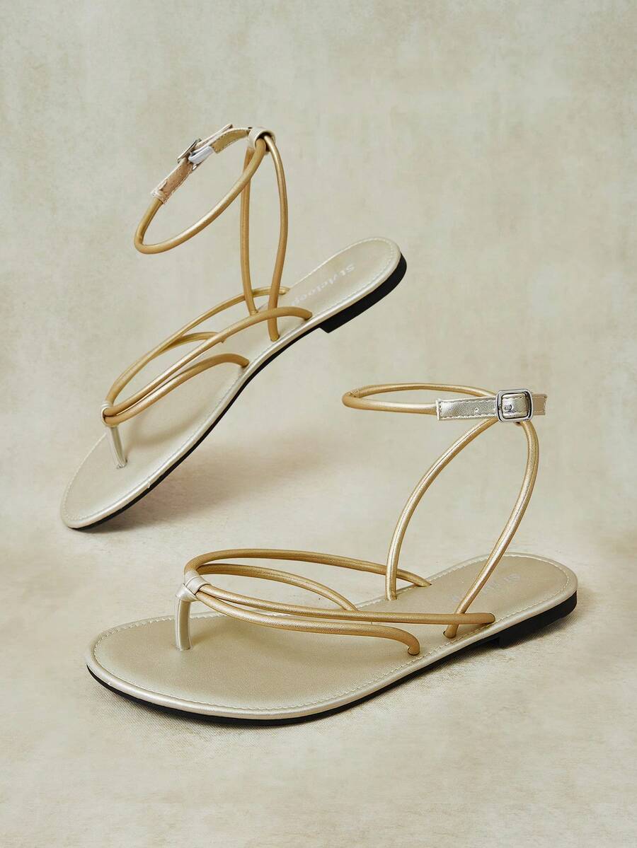 Styleloop Ladies, Thong, Buckle, Summer Breeze, Style, Flat Sandals - Gold - View 1