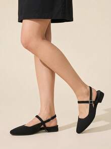 CUCCOO BASICS Women's Shoes Spring, Summer And Autumn Simple Classic Woven Surface Material Round Toe Flats Are Suitable For Commuting, Dating, Parties And Other Occasions Fall Shoes - Black - View 4