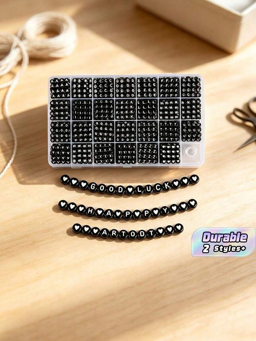 28 Grid Acrylic Letter Beads Diy Set Box 26 Single Letters 4X7mm Friendship Bracelet Necklace Jewelry Accessories - Multicolor - View 1