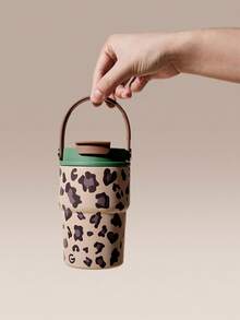 GLOWMODE 14oz Stainless Steel Leopard Tumbler With Collapsible Straw, Tea Strainer & Hot & Cold Insulation Hiking Gym Studio Workout Active Outdoor Gear - Brown - View 6
