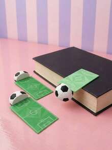 1Pc One Size 3D Printed Creative Novelty Football Soccer Bookmark Green White Contrast Color 3D Shaped Page Clip Cute Cartoon Fun Stationery For Reading Book School Office Home Library World Cup Watching Match Season Fans Gift - Football bookmark - View 9