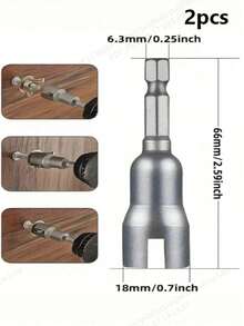 2 buah Kunci Sok Baut Kupu-kupu 6,35mm Adaptor Soket Gagang Heksagonal untuk Alat Listrik Obeng Listrik Beralur, Soket Heksagonal Baut Kupu-kupu Baja Premium - Alat Potong Proyek DIY - default - View 9