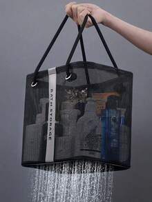 1Pc Mesh Shower Caddy Foldable Bathroom Organizer Waterproof Toiletry Bag For Shampoo Cosmetics Pool Outdoor Shopping Gym Home Travel Patio Storage Accessory Supplies - Multicolor - View 10