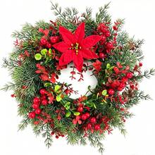Christmas Berry Wreath Artificial Xmas Wreath Holly Berry Door Garland Green Leaves Festival Decor For Front Door - various - View 4