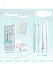 4pcs Soft Ribbon Gel Pens Set Ballet 0.38mm/0.5mm Ballpoint Quick-Dry Black Color Ink For Writing Gift Back To School - Multicolor - View 18