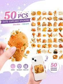 50Pcs Warm Orange Autumn Theme Stickers – Fall Aesthetic Plant Animal Element Decals For Journaling, Scrapbook, Notebook Planner Decor, Cozy Vibe - Multicolor - View 4