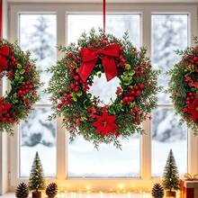 Christmas Berry Wreath Artificial Xmas Wreath Holly Berry Door Garland Green Leaves Festival Decor For Front Door - various - View 7