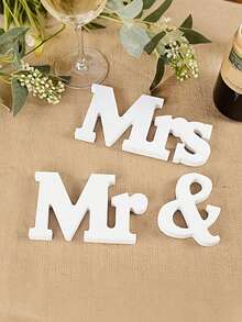 1件裝木製 Mr and Mrs 裝飾牌 桌上擺飾 拍照道具 適用婚禮、新娘婚前派對、情人節、週年紀念、海灘婚禮、婚禮接待、居家節慶派對禮物裝飾用品 - A - 查看 6