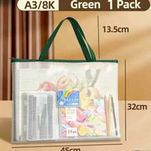 A Large Portable Tutoring Bag, Simple Transparent Grid File Bag, A2A3A4 Large Art Tool Bag, Suitable For Holiday Tutoring, Textbook Storage, Art Training, Painting Tool Storage. - A - View 12