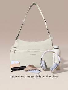 GLOWMODE Large 14L Confident Carry Graphic Crossbody Bag With Multi-Zip Compartments & Adjustable Strap Gym Travel Vacation Daily Casual Wear - Light gray green - View 2