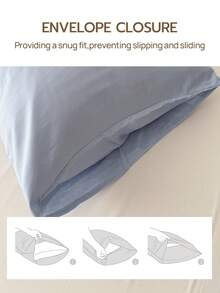 Joivida 2Pcs Polyester Embroidered Envelope‑Closure Pillowcases Smooth Breathable Polyester Bedding Pillow Protector Case With Envelope Closure (No Insert) - Blue - View 8