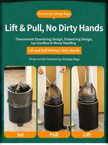 Disposable Drawstring Trash Bags, Random Drawstring Color, Can Be Used As Bin Liners, Cleaning Supplies, Suitable For Commercial & Household Use, Kitchen, Living Room, Bathroom, Office, Hotel Business - A - View 2