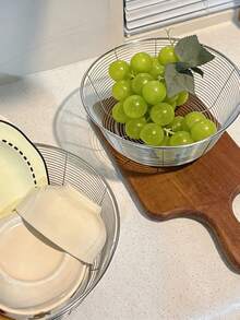 Haus Hana Stainless Steel Fruit Drain Basket, Multi‑Purpose Kitchen Washing Bowl, Household Colander For Fruits & Vegetables - multicolor - View 3
