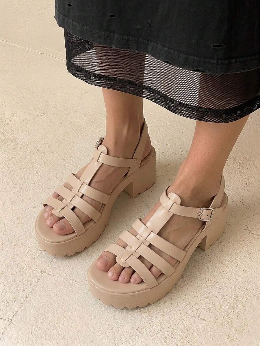 HighSole 女士时尚黑色高跟凉鞋,适合夏季毕业典礼、舞会、度假等各种场合,包括夏季、圣诞节、秋季、新年等节日。 - 杏色 - 查看 1