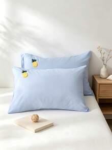 Joivida 2Pcs Polyester Embroidered Envelope‑Closure Pillowcases Smooth Breathable Polyester Bedding Pillow Protector Case With Envelope Closure (No Insert) - Blue - View 9