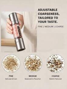 Teckwe Double-Ended Pepper Grinder With Coarse/Fine Adjustment-Stainless Steel Manual Kitchen Seasoning Shaker, Perfect For Picnics And Steak-A Great Kitchen Helper - one size fits all - View 6