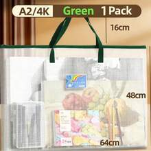 A Large Portable Tutoring Bag, Simple Transparent Grid File Bag, A2A3A4 Large Art Tool Bag, Suitable For Holiday Tutoring, Textbook Storage, Art Training, Painting Tool Storage. - A - View 6