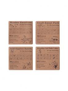 25 Pieces Wooden Rubber Stamp Kit Made Of Premium Beech Wood, Assorted Cute Patterns Covering Facial Expressions, Weather Icons, Versatile Decorative Stamps For Handmade Journal & Planner Making - multicolor - View 5