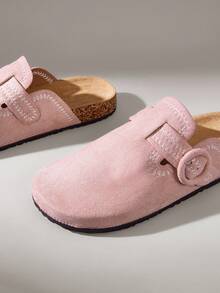 Solecia Women's Flat-Bottomed Round Toe Embroidered Beach Vacation Shoes - Pink - View 9