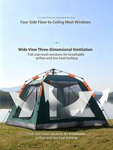 2 In 1 Camping Tent With Canopy Awning, Portable Foldable Waterproof Tent For Outdoor Camping, Thickened Windproof Rainproof Tent & Sun Shelter For Picnic Backpacking Travel - A - View 6