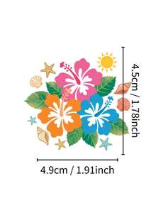 50張熱帶扶桑花貼紙－防水夏威夷花卉貼紙，適用於DIY手工、剪貼簿、筆電、水壺、夏季派對裝飾 - 多色 - 查看 3