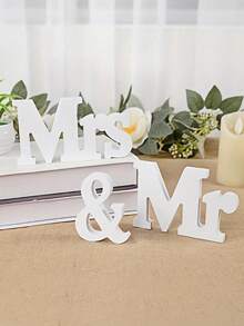 1件裝木製 Mr and Mrs 裝飾牌 桌上擺飾 拍照道具 適用婚禮、新娘婚前派對、情人節、週年紀念、海灘婚禮、婚禮接待、居家節慶派對禮物裝飾用品 - A - 查看 4