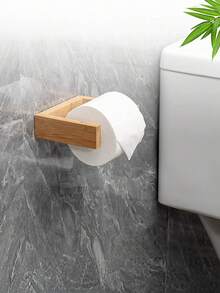 1pc Natural Bamboo Toilet Paper Holder - Wall Mounted With Screws, Easy Install, Removable Wooden Structure, Scandinavian Style Bathroom Kitchen Organizer, Home Decor, Christmas Gift Idea - one size fits all - View 2