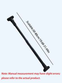 1Pc Black Adjustable Tension Rod, No Drill Extendable Hanging Rod, Multifunctional Clothes Rail For Wardrobe & Dorm, Suitable For Clothes Drying, Shower Curtain, Door Curtain And Bay Window Curtain, Length 20.47-32.28 Inch - Stainless Steel Black/52-82cm/20.47-32.28in - View 3