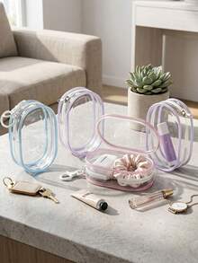 1PC Minimalist Practical Portable Hook Organizer Pouch,Portable Mini Transparent Zipper Storage Bag, Compact Multifunctional Storage Bag, Headphone And Charger Case With Keychain, Transparent Travel Accessories For Travel Storage Bag - Multicolor - View 11
