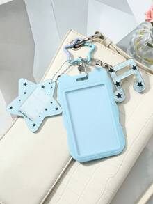 ROMWE Kawaii 1 Fresh And Creative Personality Blue Fine Sparkling Stars, Note Letters Bear Ears Acrylic Campus Card, Student ID Card Cover DIY Keychain Bag Pendant - Blue-25 - View 12