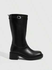 Daringsoles Vintage British Boots Autumn And Winter Thick-Soled Thick-Heeled High Boots Fall Shoes - Black 3 - View 3