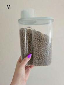 1 Transparent Random Pet Food Storage Box, Suitable For Dog And Cat Food Storage, Airtight Grain Storage Jar, Clear Plastic Bottle With Cap, Grain Storage Container, Kitchen Lunch Bucket, Dog Food And Cat Food - 1.9L-2.5L - View 4