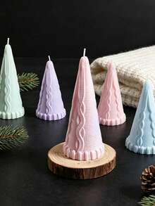 Cetakan Lilin Silikon Tutup Kerucut Rajutan, 2 Ukuran, Cetakan Pembuatan Lilin Aromaterapi DIY, Cetakan Kerajinan Dekorasi Rumah Natal. - Topi meruncing rajutan - View 2