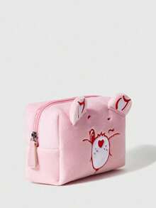 ROMWE X Care Bears Pink Plush Bear Shaped Cosmetic Bag For Storage And Organization - Pink - View 5