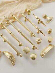 Golden Full Set Of Furniture Handles Suitable For Any Furniture, Including Drawers, Cabinets, Doors, Zinc Alloy Material Cabinets, French Light Luxury Handles - Gold - View 1