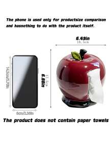 Apple Shaped Ceramic Tissue Box Luxury Living Room Coffee Table Decor Creative Napkin Holder Home Desktop Ornament Elegant Modern Design Practical Smooth Paper Extraction Scratch Resistant Bottom - Multicolor - View 4
