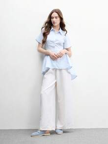 CUCCOO BIZCHIC 女款時尚藍色舒適通勤平底樂福鞋 後扣式平底鞋 適合戶外購物、上班、日常穿著 百搭 - 灰調矢車藍 - 查看 6