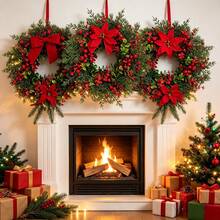 Christmas Berry Wreath Artificial Xmas Wreath Holly Berry Door Garland Green Leaves Festival Decor For Front Door - various - View 5