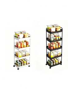 Rolling Plastic Storage Cart With Handle - Multi-Functional Floor-Standing Plastic Storage Shelf, Suitable For Kitchen And Bathroom Storage, Movable Drainage Rack, Ideal For Holiday Gatherings, Back-To-School Supplies, And New Year's Plans - Multicolor - View 11