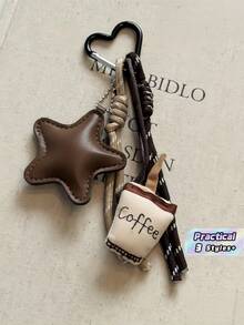 1pc Stylish Coffee Star Knot Bag Accessory Fashionable Personalized Charm Versatile Ornament For Ladies Daily Shopping Travel Handbag Matching Decor - coffee color - View 1