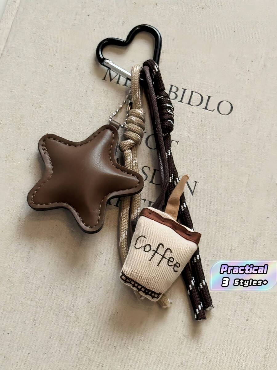 1pc Stylish Coffee Star Knot Bag Accessory Fashionable Personalized Charm Versatile Ornament For Ladies Daily Shopping Travel Handbag Matching Decor - coffee color - View 1
