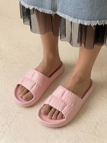HighSole 女士夏季拖鞋，防滑浴室淋浴粉色拖鞋，轻质 EVA 一体成型塑料凉鞋春季鞋春假复活节休闲海滩风格 - 粉色 - 查看 3