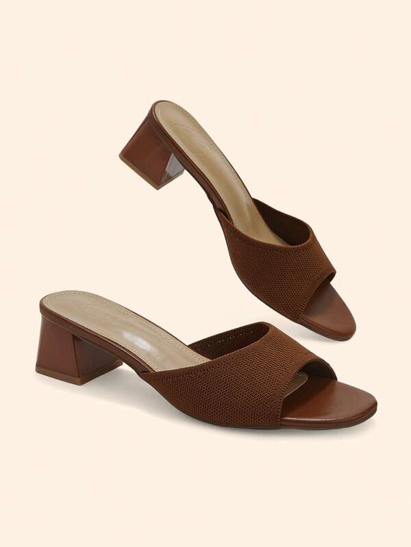 CUCCOO BASICS Zapatillas de mujer de tela tejida con punta redonda, elegantes y sexys, con tacones medios y altos, tacones finos y rectos pintados. Ligeras y transpirables con diseño holgado