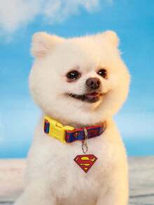 SUPERMAN X PETSIN 1pc Printed Webbing Dog Collar, Durable Red, Blue And Yellow Design With Quick-Release Buckle, Adjustable Comfortable Collar For Small And Medium Dogs, Perfect For Fans Of - Multicolor - View 4