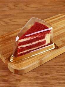1/20/50pcs/Set Triangle Cake Box With Spoon, 6-Inch And 8-Inch Transparent Layered Cake Portable Box, Suitable For Mousse Cake Slices, Transparent Cake Slice Container, Cake Box, Plastic Cheesecake Container With Lid, Birthday Party Gift, Wedding - Multicolor - View 4