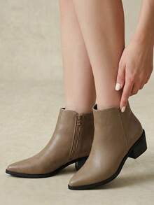 Styleloop 女款 Pointe 設計休閒西部靴，波希米亞風，復古美式，波希米亞，西部靴，Coachella 音樂節，派對洋裝 - -卡其色- - 查看 6