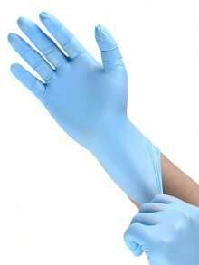 100PCS PVC Free Powder Free Puncture Proof Oil Proof NonSlip Textured Grip Blue Disposable Gloves For Dishwashing Kitchen Cleaning Household Chores Lab Work Pet Care Bathing Home Essentials - blue - View 4