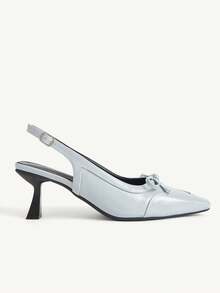 CUCCOO CHICEST Sexy Fashion Bow Decoration Small Square Toe Wine Glass And Casual Versatile Rear Strap Women's Light Blue High Heels - Light blue - View 3