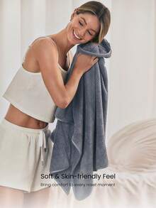 GLOWMODE Coral Fleece Plush Thick Bath Towel With Absorbent Soft Touch & Woven Logo Label Camping Outdoors Travel Vacation Gym Studio Daily Home Gear - Grey - View 3